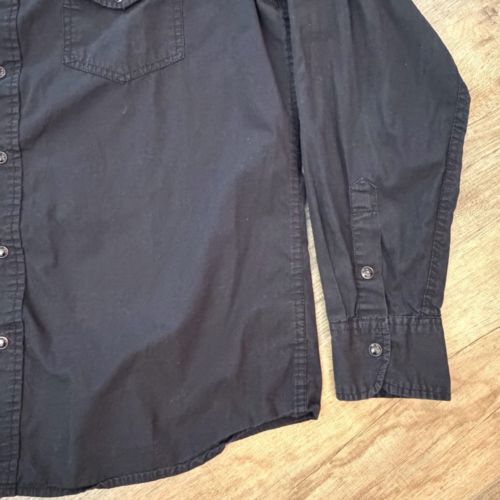 Paper Denim & Cloth Men L Black Shirt Button Down Long Sleeve Pearl Snap Western - Picture 5 of 9